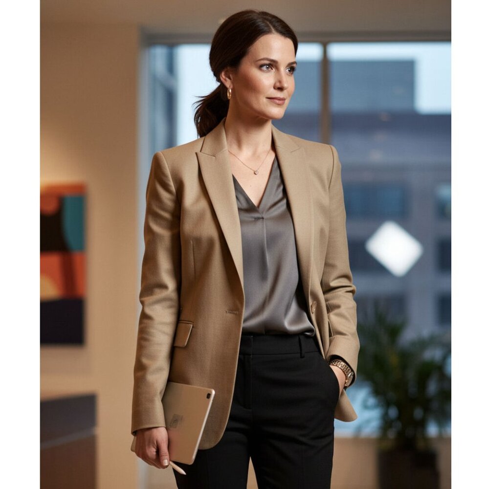 Akris Punto Natural Raw-edge One-button Blazer, Womens Size US 4, UK 8